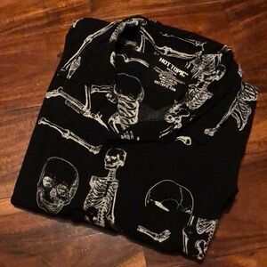men’s unisex skeleton design button up